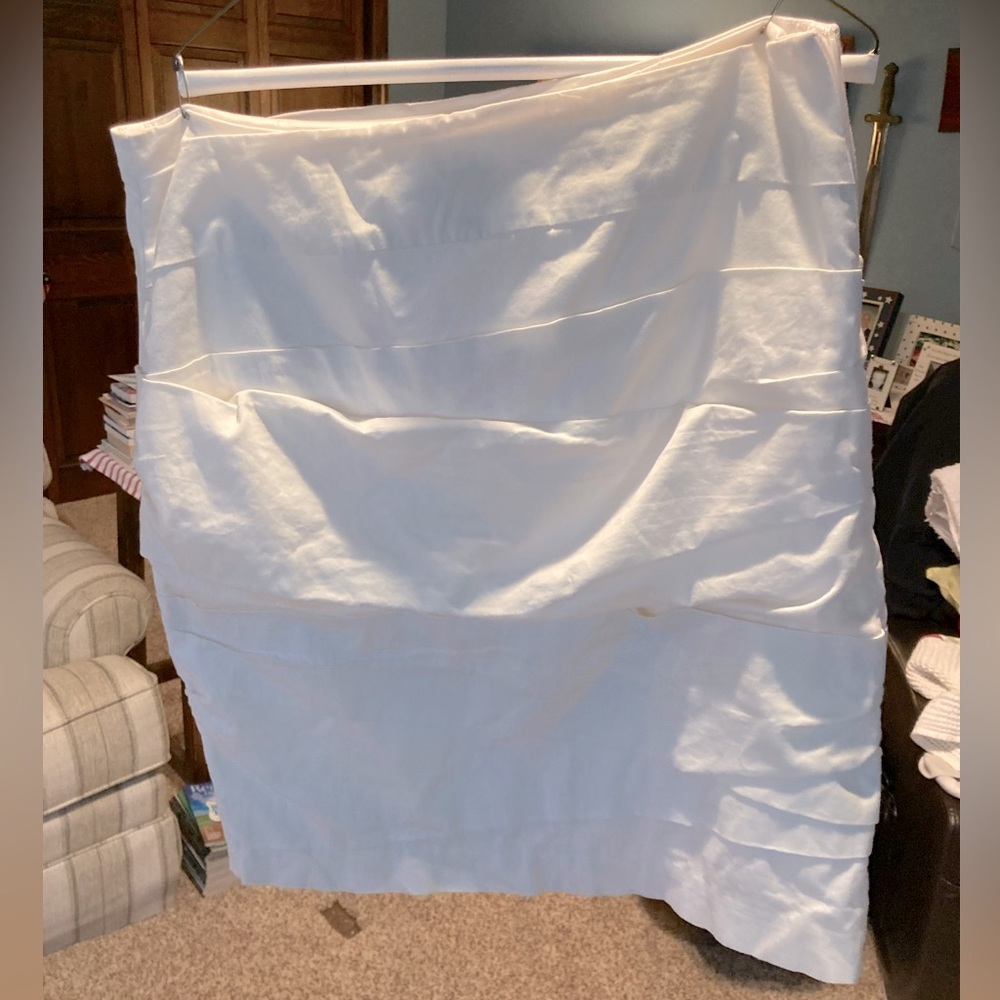 WHBM ruched white skirt, size 14